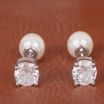 Solitaire & Pearl Dual-Side Studs