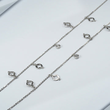 Silver Zircon Tiny Charm Anklet