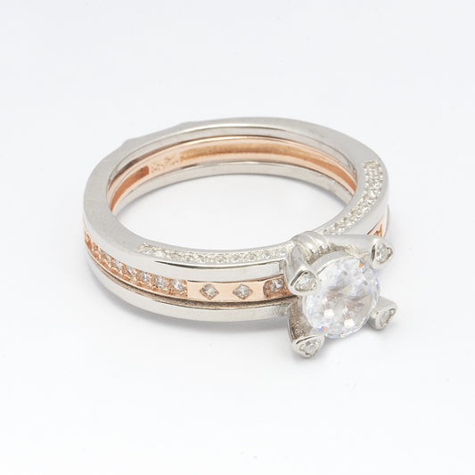Sterling Silver 2-in-1 Solitaire Ring