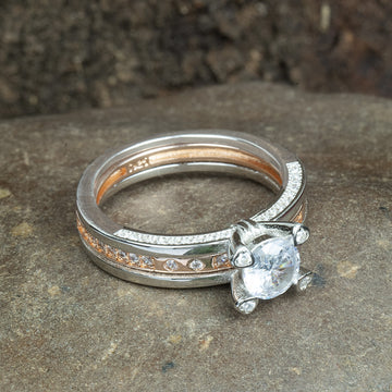 Sterling Silver 2-in-1 Solitaire Ring