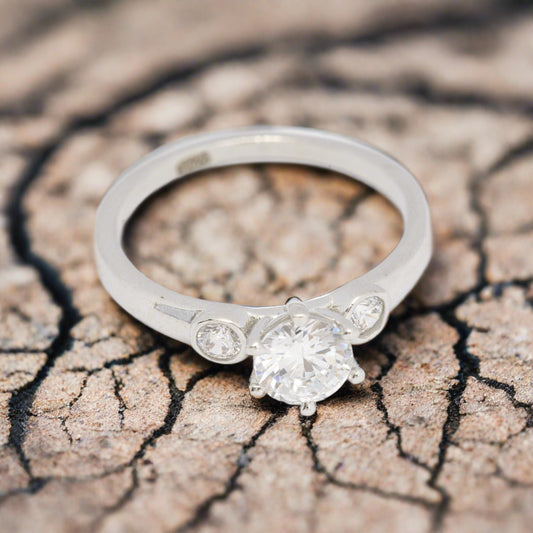 Dual Zircon Solitaire Ring