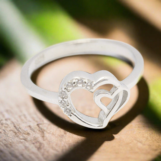 Sterling Silver Double Heart Ring
