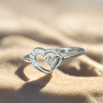 Sterling Silver Double Heart Ring