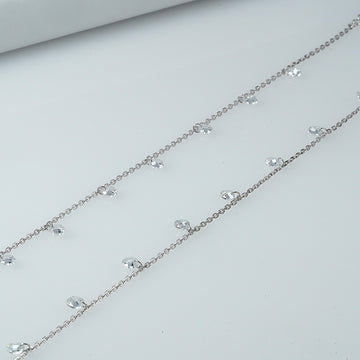 Silver Anklet with Sparkling Zircon Drop Charm
