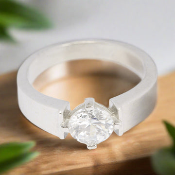 Matte Finish Solitaire Ring