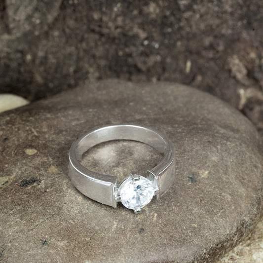 Matte Finish Solitaire Ring