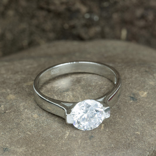 Sterling Silver Single Solitaire Ring