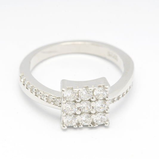 Sterling Silver Square Zircon Dial Ring