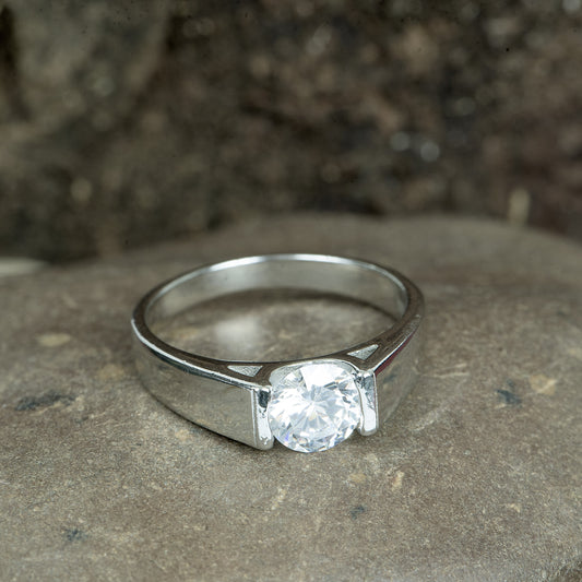 Classic Silver Solitaire Ring