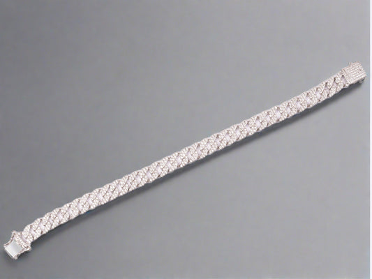 Sterling Silver Aglow Zirconia Men’s Bracelet
