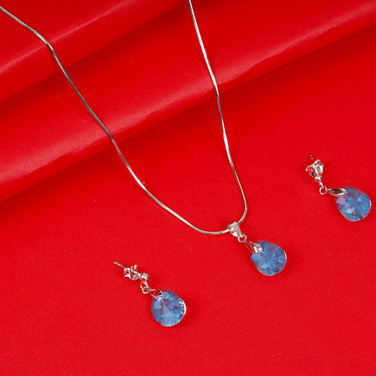 92.5% BIS Hallmarked Sterling Silver Meridian Blue Pendant Set