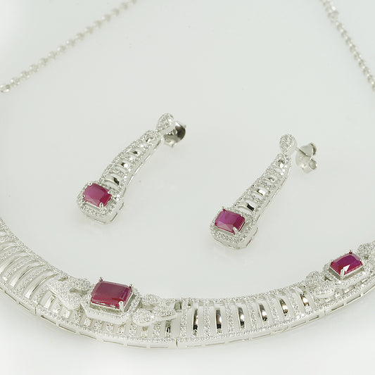 Ruby Zircon Silver Set
