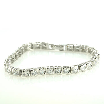 Silver Curved Solitaire Tennis Bracelet