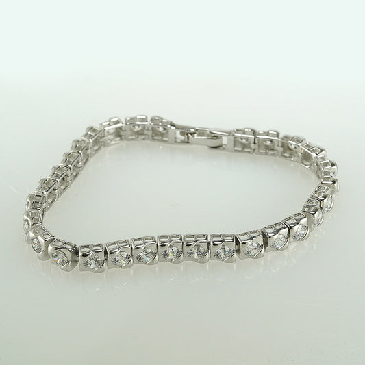 Silver Curved Solitaire Tennis Bracelet