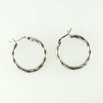 Silver Twisted Loop Hoop Earrings