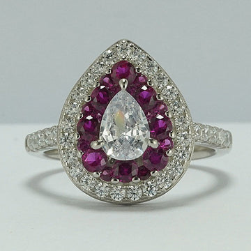 Silver Pear-Shaped Zircon Cocktail Ring