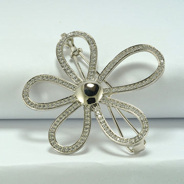 Silver Zircon Flower Clip