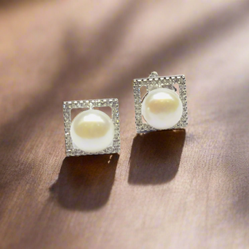 Sterling silver square freshwater pearl earings