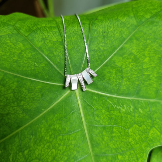 Sterling silver mother of pearl and zirconia pendent with chain