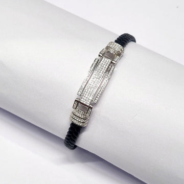 Sterling Silver Zircon studded road like Smart Men Bracelet