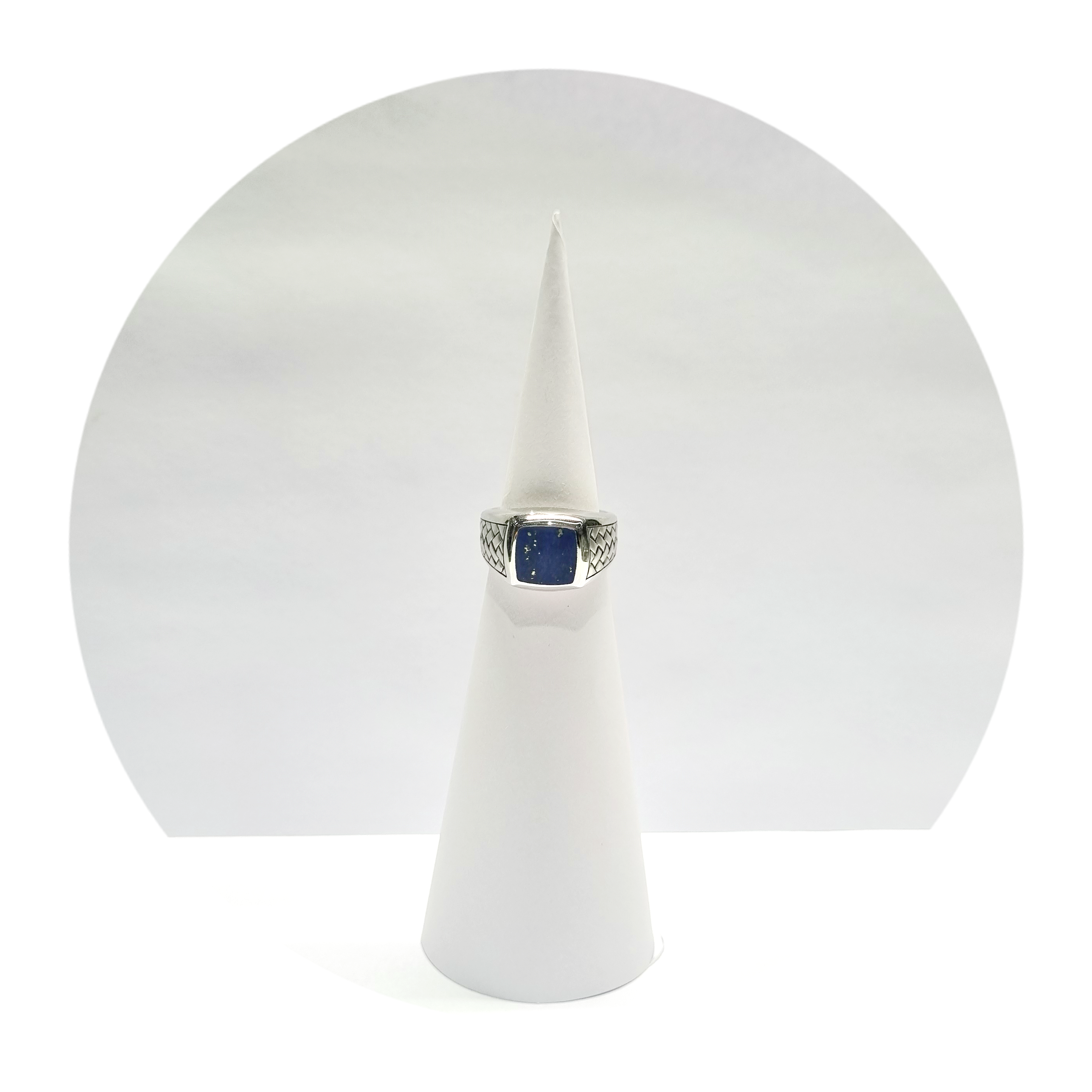 Sterling Silver Lazward Stone Squared Mist Ring for Men