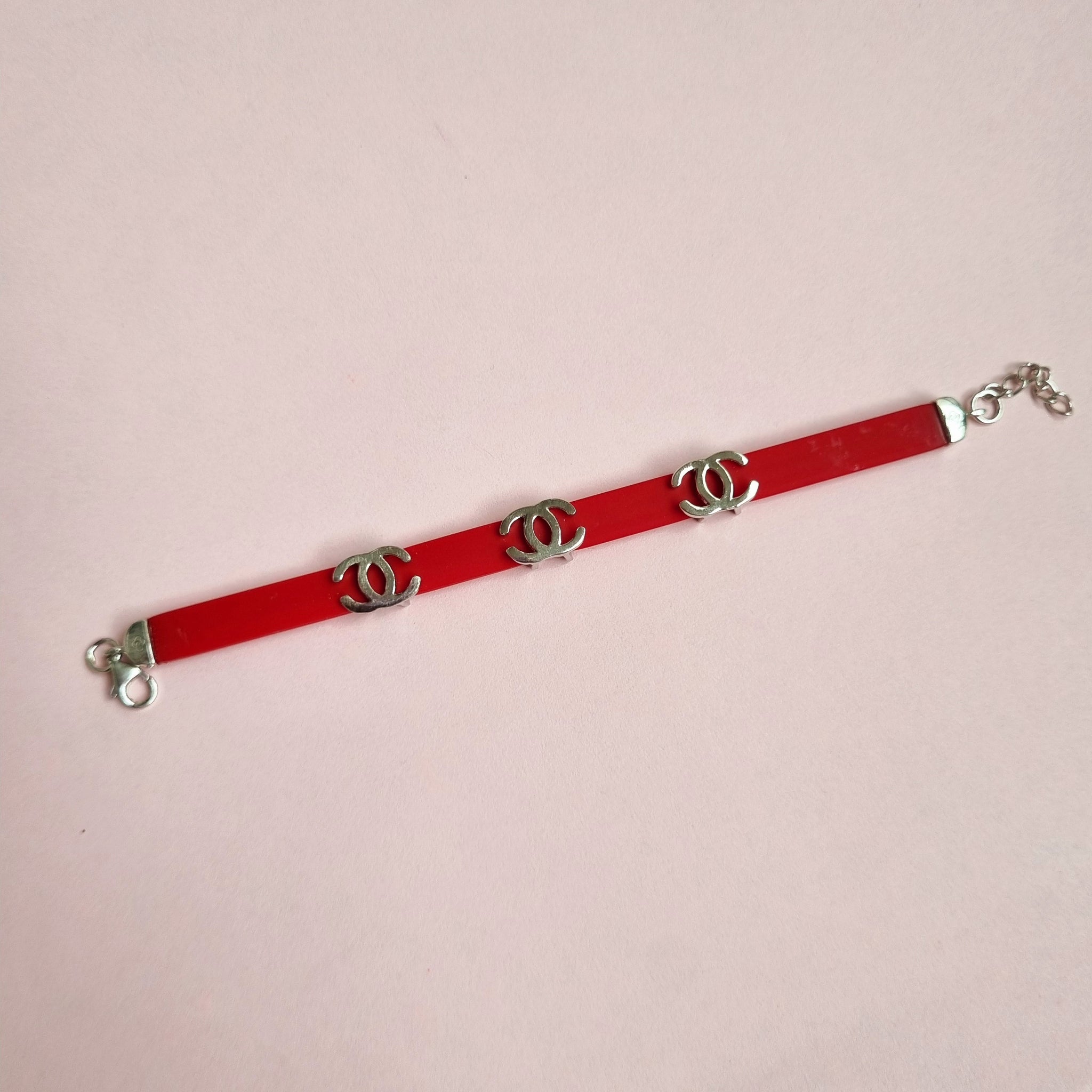 Sterling silver red kids bracelet with channel charm