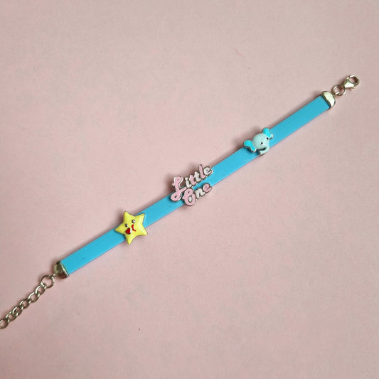 Sterling silver little one kids blue bracelet with star and elephant charm