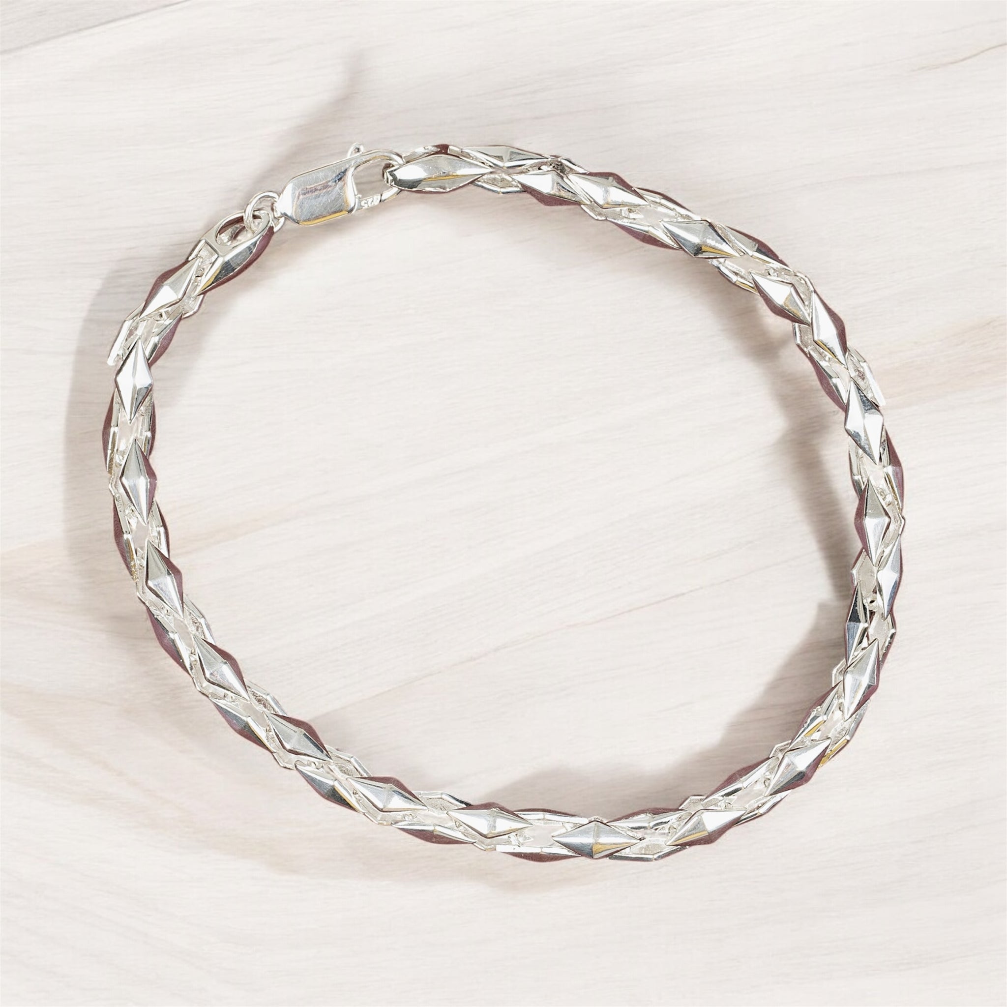 Sterling Silver Cubic Diamond-Link Men’s Bracelet