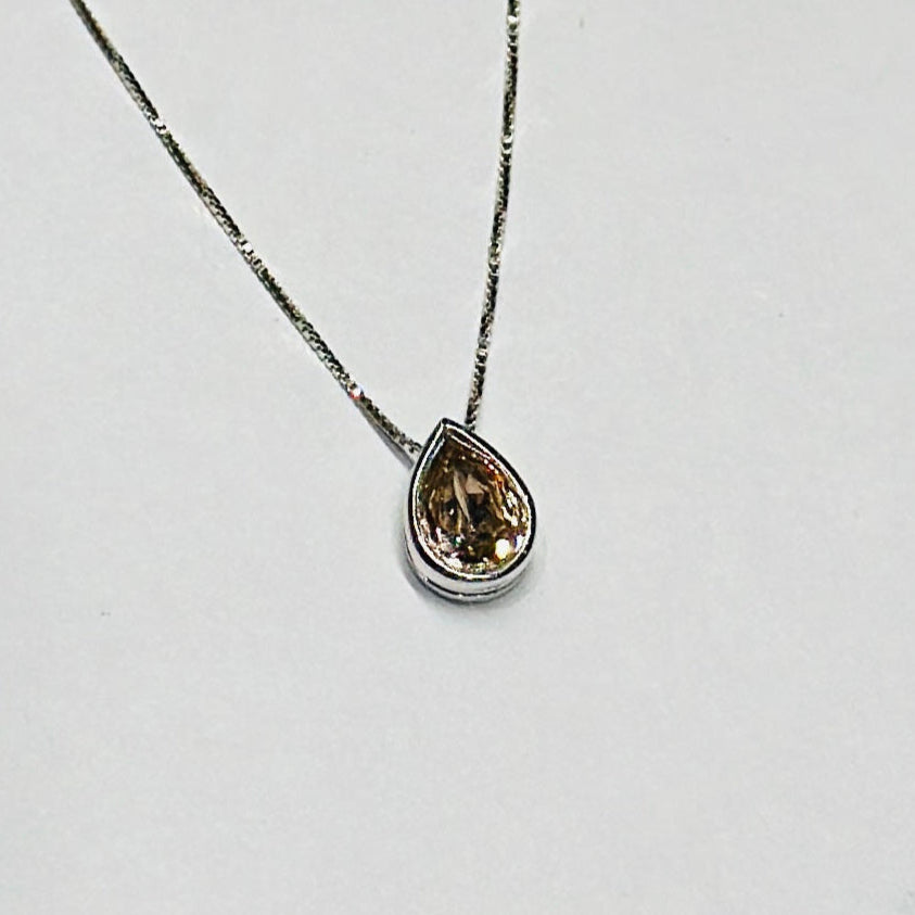 STERLING SILVER BROWN SWAROVSKI DROP PENDANT CHAIN