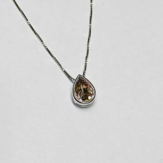 Sterling silver brown Swarovski  drop pendant chain