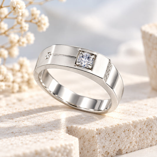 Silver Zirconia Solitaire Ring for Men