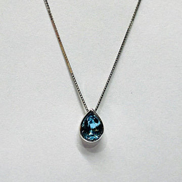 Sterling silver stylish blue stone drop pendant chain