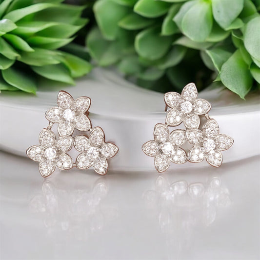 Triple Blossom Zirconia Studs