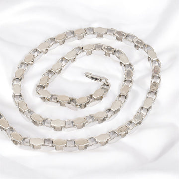 STERLING SILVER HALLMARKED HEXAGON ALTERNATIVE MATT FINISH MEN'S CHAIN