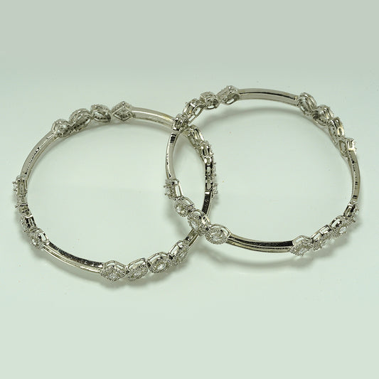 silver fancy shaped zircon bangles