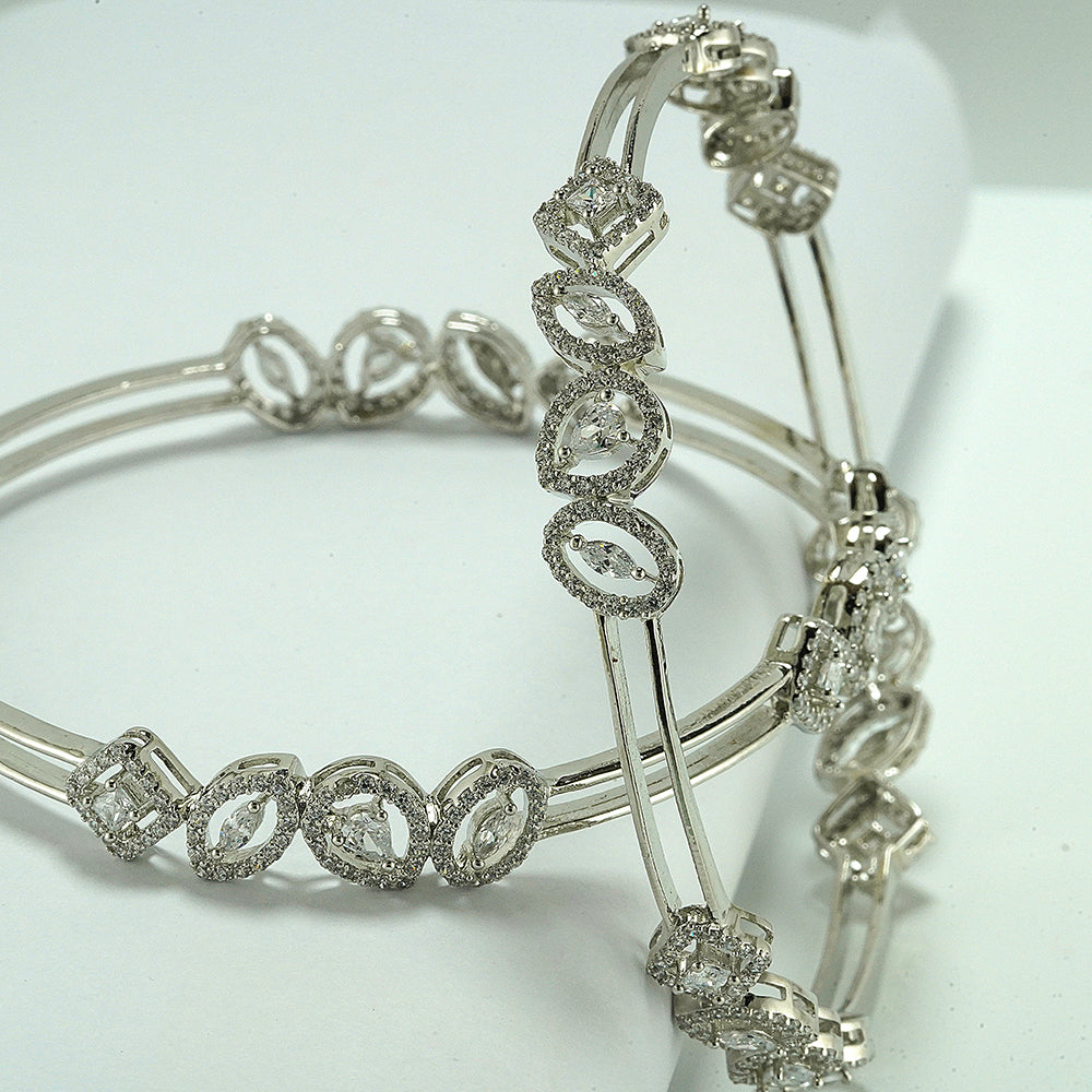 silver fancy shaped zircon bangles