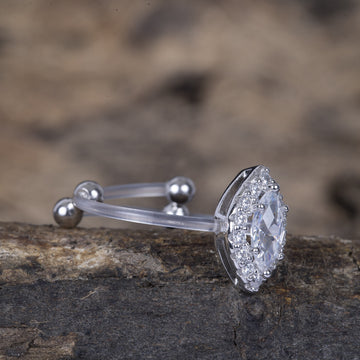 STERLING SILVER MARQUISE CZ RING WITH INVISIBLE BAND