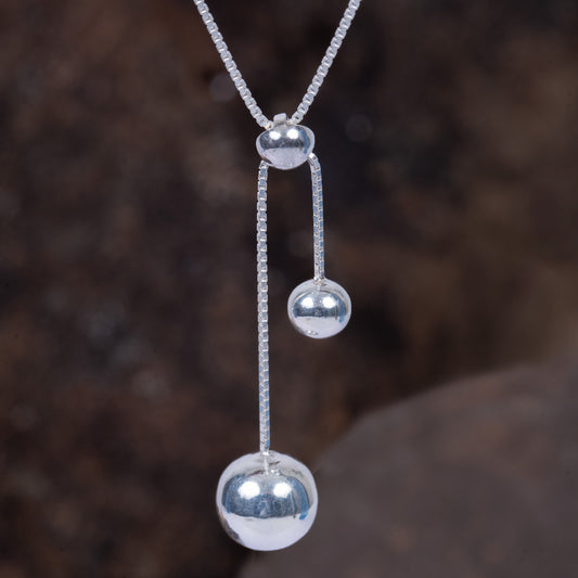 STERLING SILVER CONNECTED BALL CHAIN PENDENT WITH EARINGS