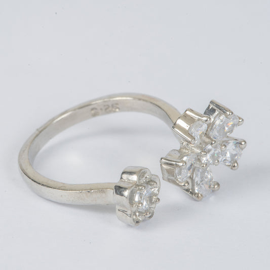 SILVER ZIRCON MIRACLE FLOWERS RING