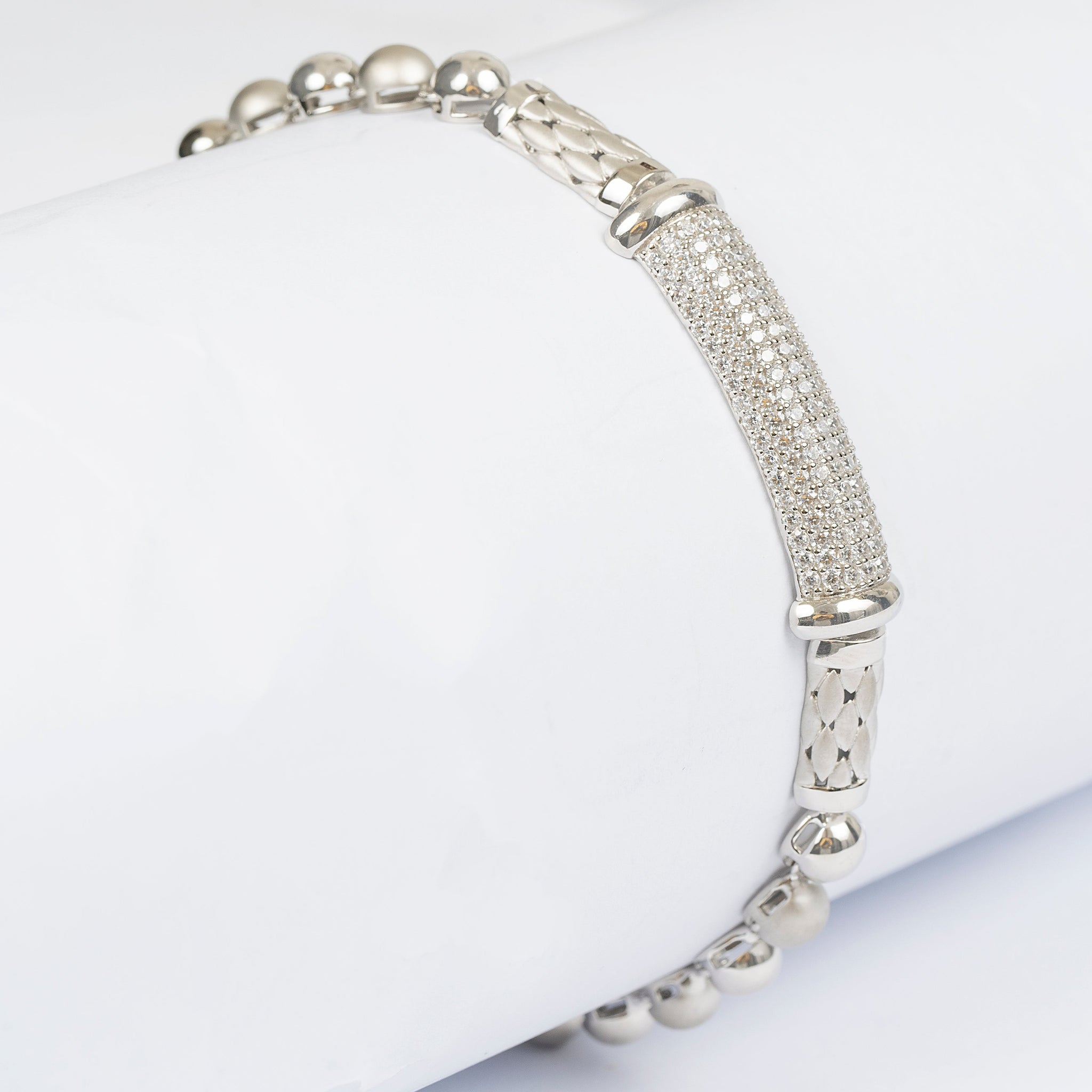 STERLING SILVER HALLMARKED ZIRCONIAN MATT FINISH DESIGNER WOMEN BRACELET