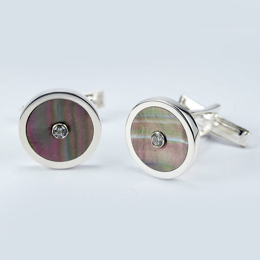 silver cufflinks with mother of pearl