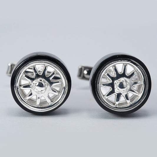 silver wheel cufflinks