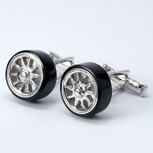 silver wheel cufflinks