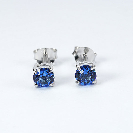 silver stud earings with swarosvki royal blue crystal