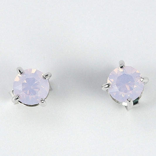 silver stud earings with swarosvki bluish pink crystal