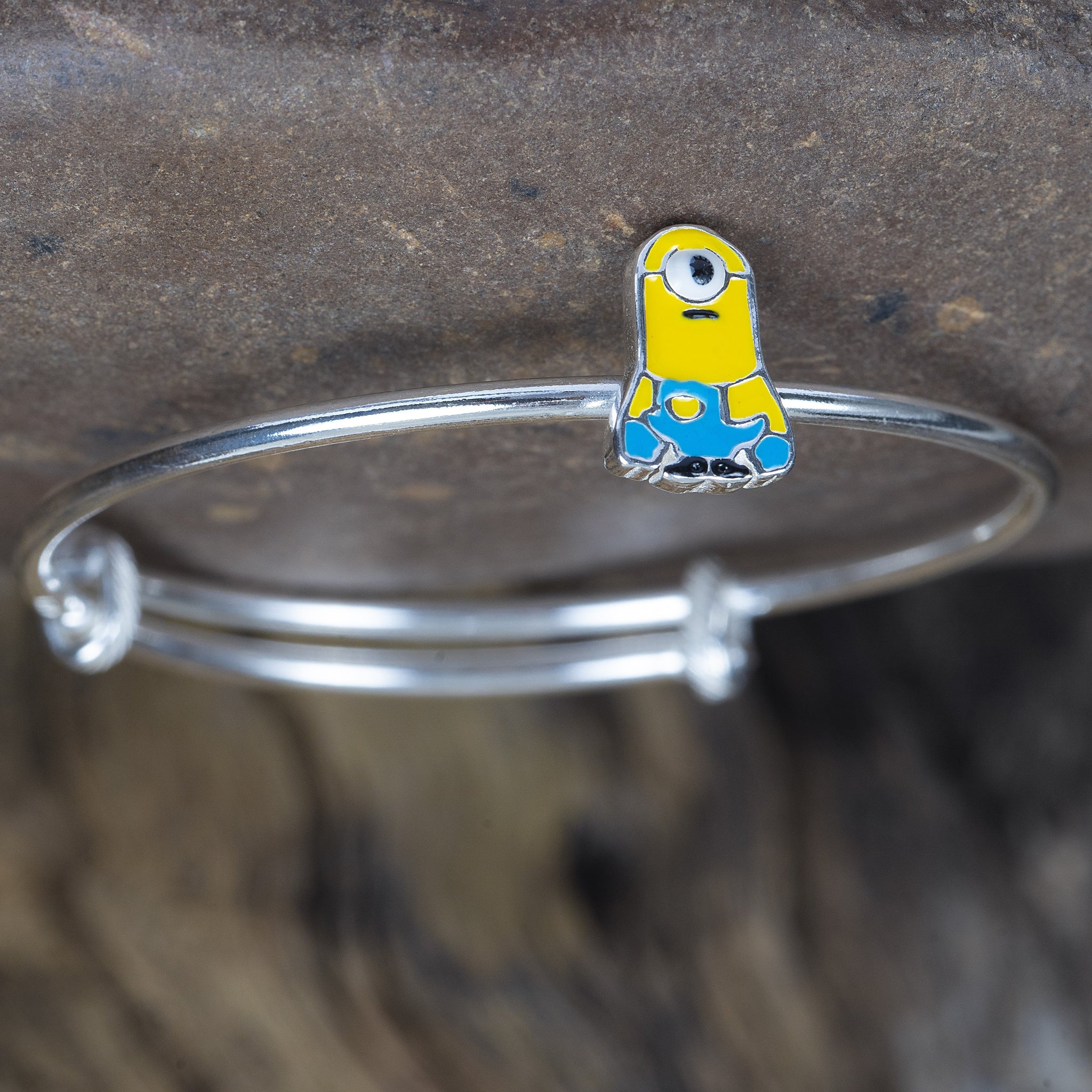 SILVER MINION WITH YELLOW AND BLUE ENAMELED KIDS KADA