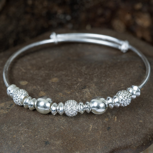 SILVER BABY KADA WITH DESIGNER BALLS