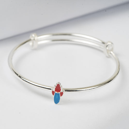 SILVER ROCKET BLUE AND RED ENAMELED KIDS KADA