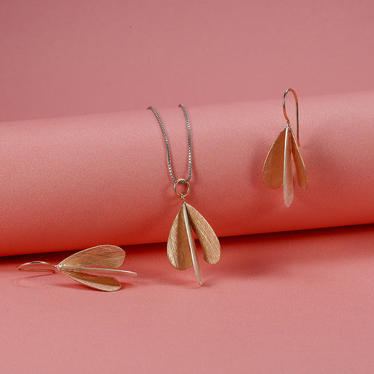 silver chain set with rose gold and matt finish silver