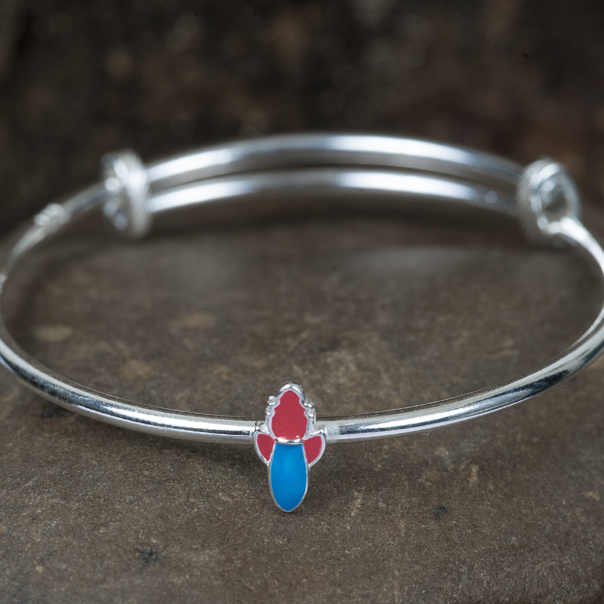 SILVER ROCKET BLUE AND RED ENAMELED KIDS KADA